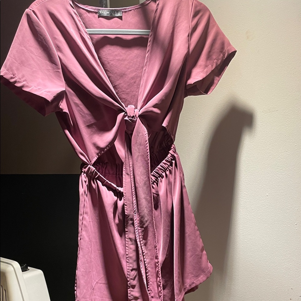 Pink Tie-Front Romper